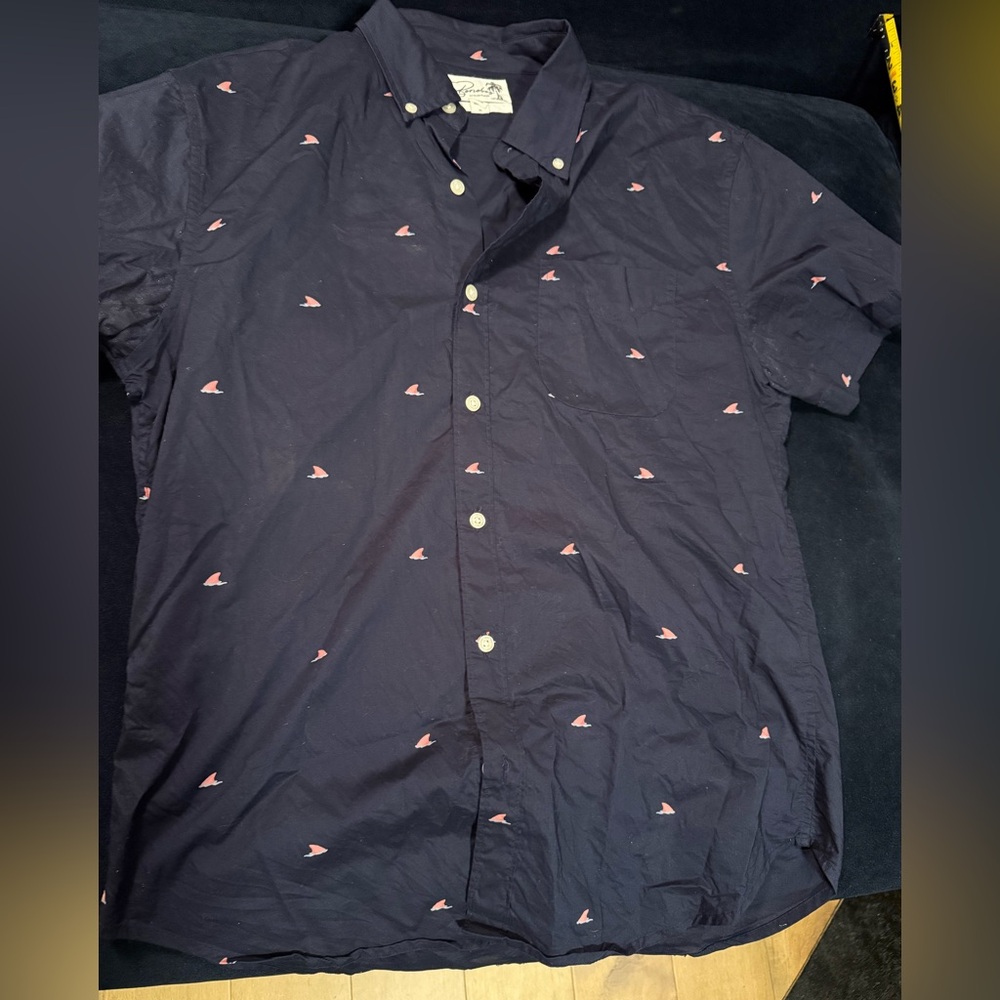 Navy Blue Bonobos Short Sleeve Button Down Mens Medium